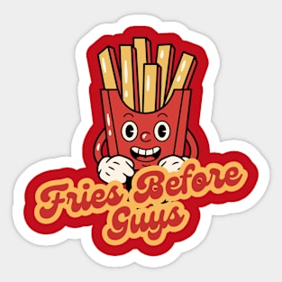 Fries Before Guys Retro Valentine Sticker